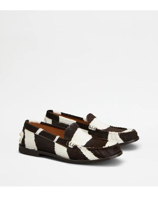 Tod's Black Striped Studded Loafers