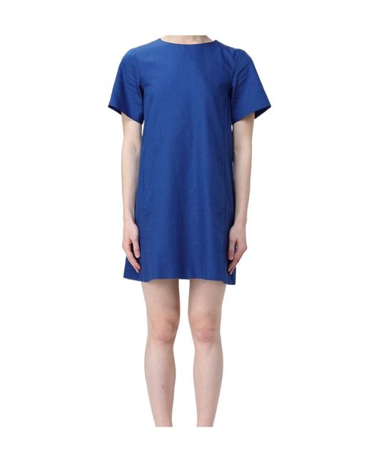 Weekend by Maxmara Blue Round Neck Short Sleeve Dress