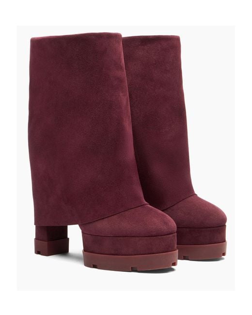 Casadei Purple Nancy Fold-Over Platform Boots