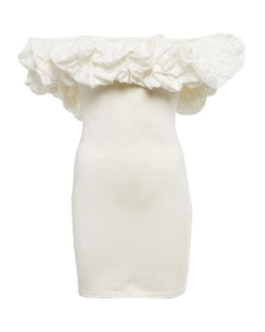 Alexandre Vauthier White Off-Shoulder Ruffle-Trimmed Minidress