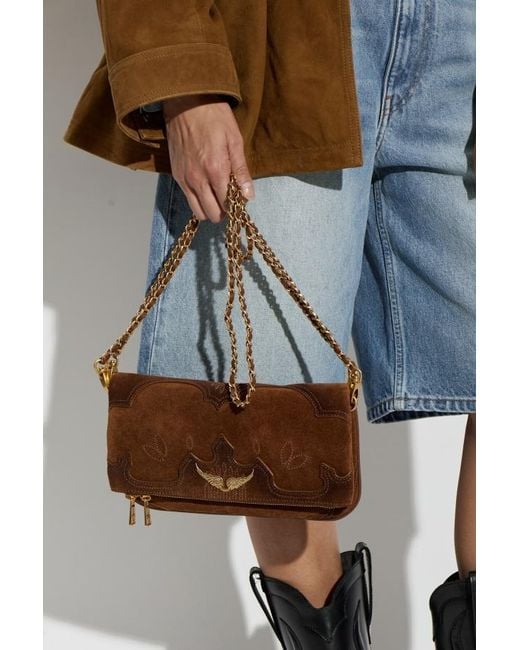Zadig & Voltaire Brown Rock Western Foldover Top Shoulder Bag