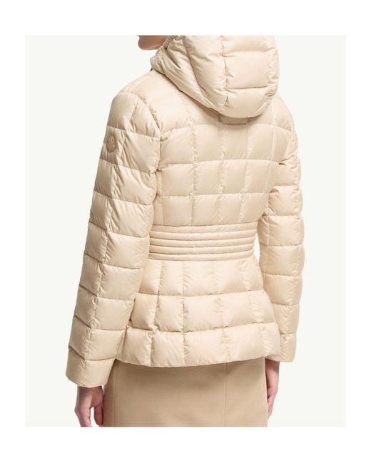 Moncler Natural Engoulevent Square Quilted Hooded Short Down Jacket