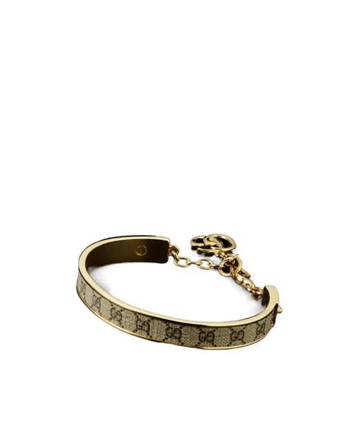 Gucci Metallic Bangle Bracelet With Double G Charm