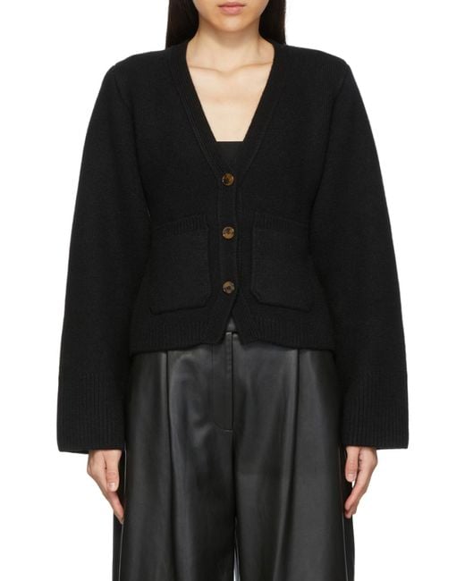 Khaite Black Scarlett V-Neck Knitted Cardigan