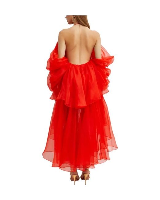 Zimmermann Red Ruffled Midi Dress