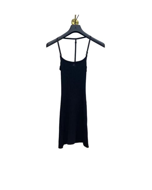Courreges Blue Logo Thin Shoulder Strap Dress