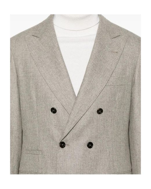 Brunello Cucinelli Gray Double-Breasted Wool Suit for men