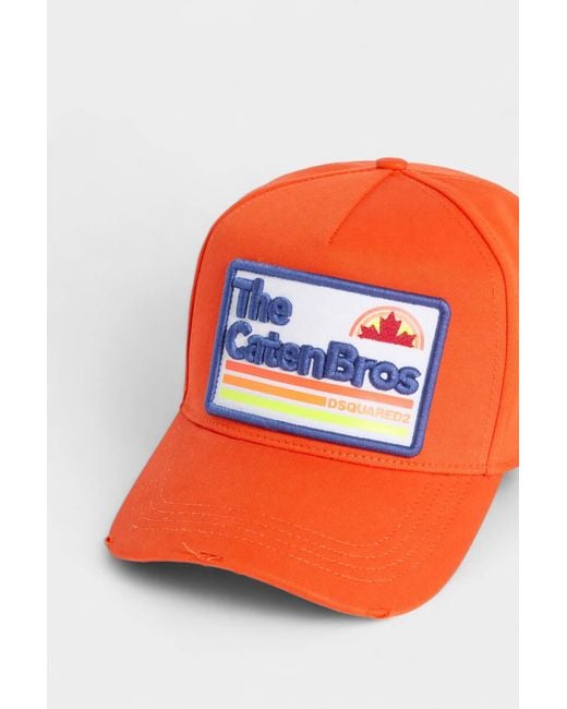 DSquared² Orange Logo Patch Baseball Cap for men