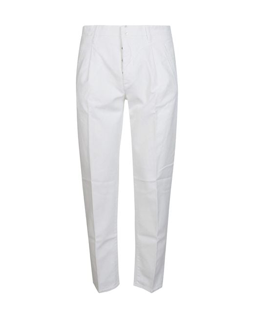 Incotex White Logo-Patch Trousers for men
