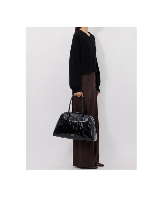Loulou de Saison Black Anzor Boxy V-Neck Knitted Sweater