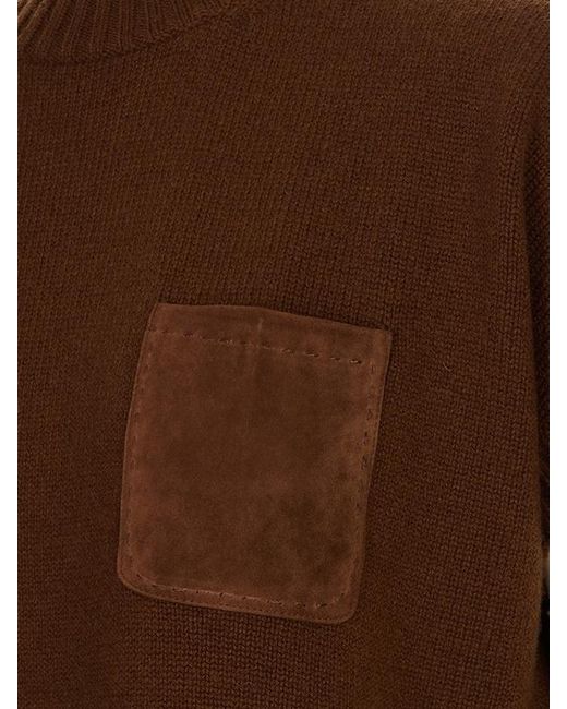 Max Mara Brown Studio Mststrillo Crewneck Knitted T-Shirt