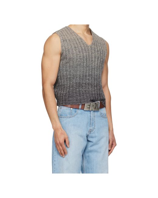 ERL Gray Wool Gradient Knitted Vest for men