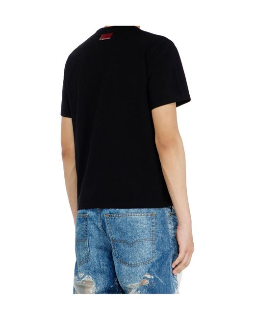 DIESEL Black X Tinder Logo-Print Sheer-Panel T-Shirt for men