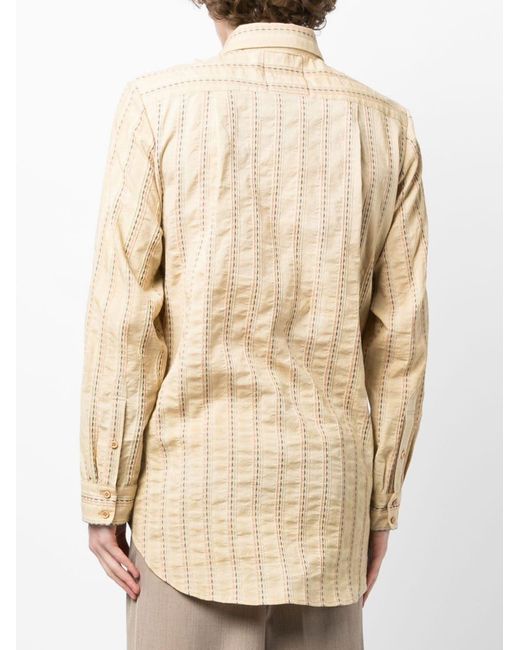 Uma Wang White Tab Striped Cotton Shirt for men