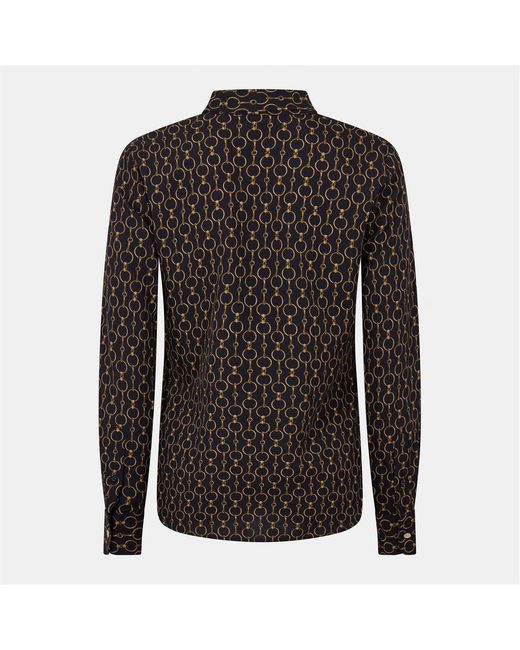 Ralph Lauren Brown Real Leather Long-Sleeve Blouse