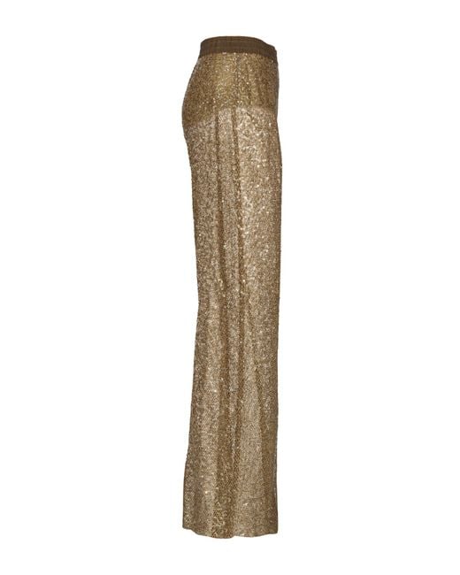 Pinko Natural Sequinned Mesh Pants