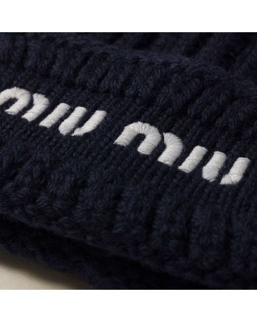 Miu Miu Blue Wool Beanie