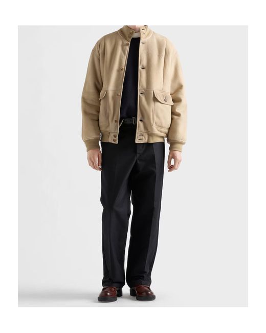 Prada Natural Shearling Bomber Jacket for men