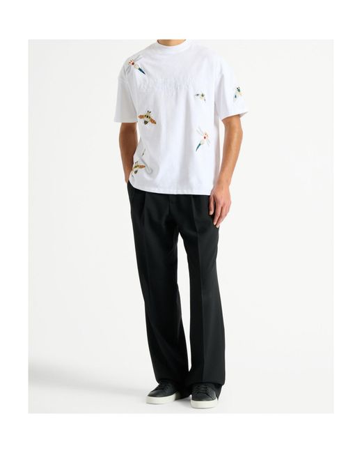 Balmain White Embroidered Insect T-Shirt for men