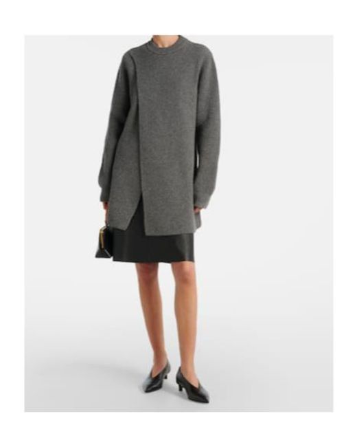 Jil Sander Gray Ribbed-Knit Wool Sweater