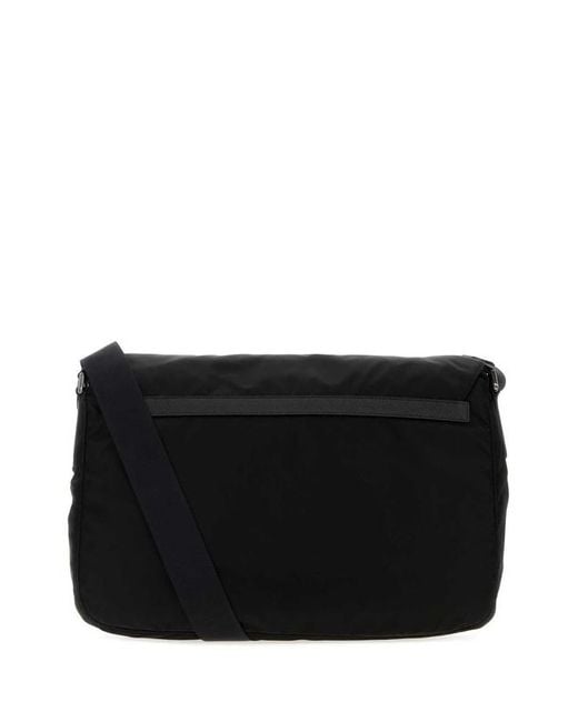 Prada Black Vela Buckled Messenger Bag for men