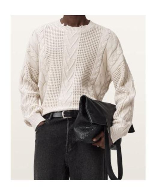 AllSaints White Tenter Crew Jumper for men