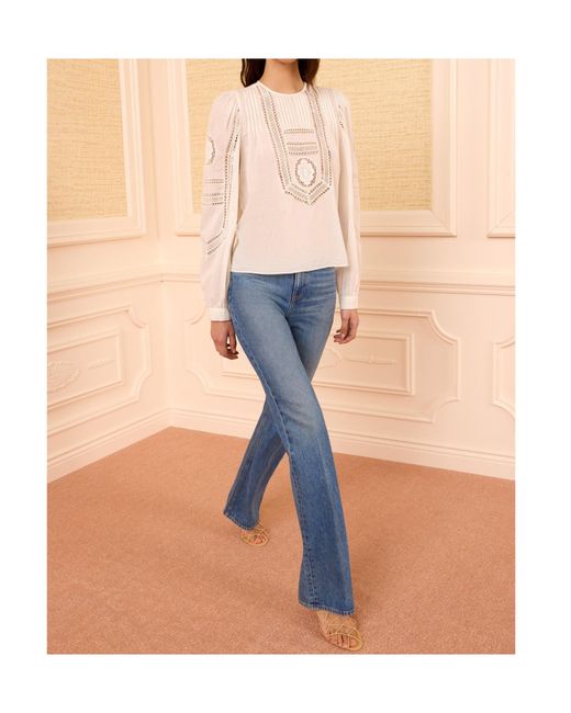 Ulla Johnson White Cut-Out Long-Sleeve Top