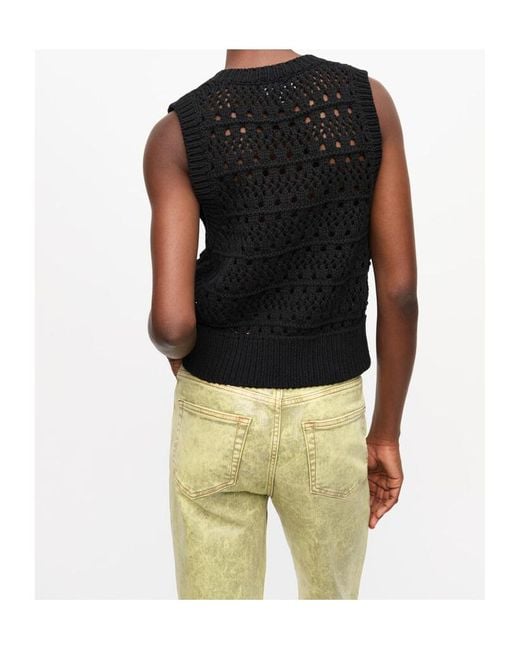 Ganni Black Crochet Tie String Vest