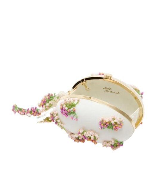 Self-Portrait White Floral Decoration Clutch Bag
