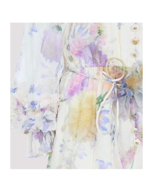 Zimmermann White Luna Ruffled Floral Printed Jumpsuit