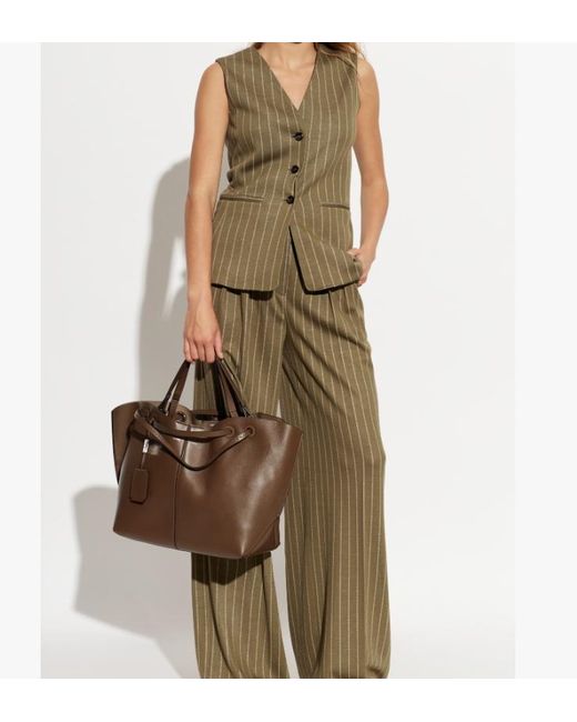 Max Mara Green Pinstriped Sleeveless Jacket