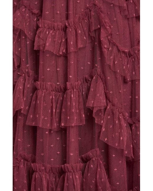 Needle & Thread Red V-Neck Tulle Dress