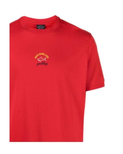 Paul & Shark Red Front Logo Print T-Shirt for men