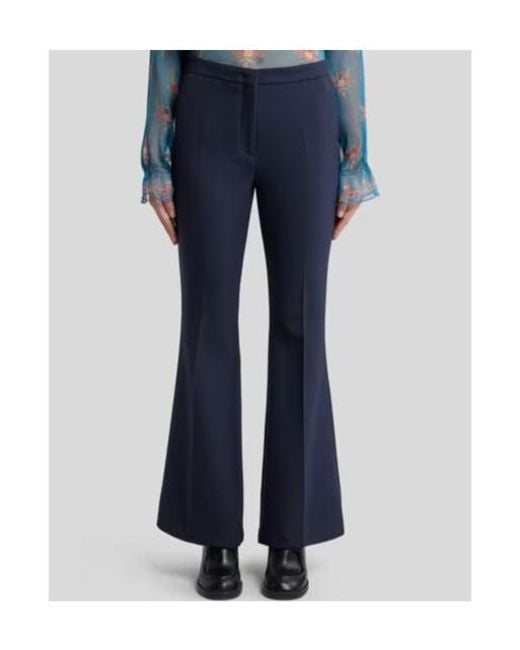 Etro Blue Flared Tricotine Trousers