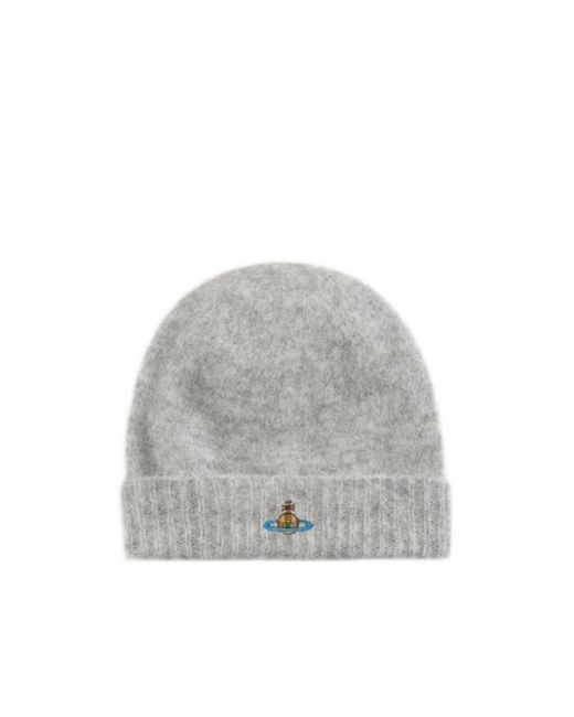 Vivienne Westwood Gray Cuffed Knitted Hat for men