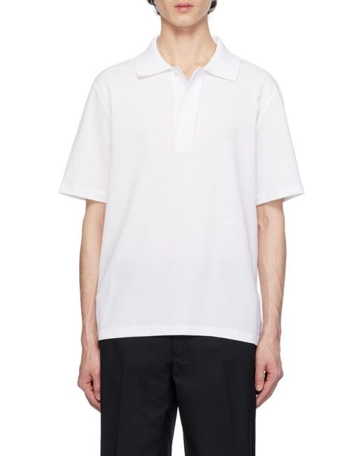 Lanvin White Short-Sleeved Straight Hem Polo Shirt for men