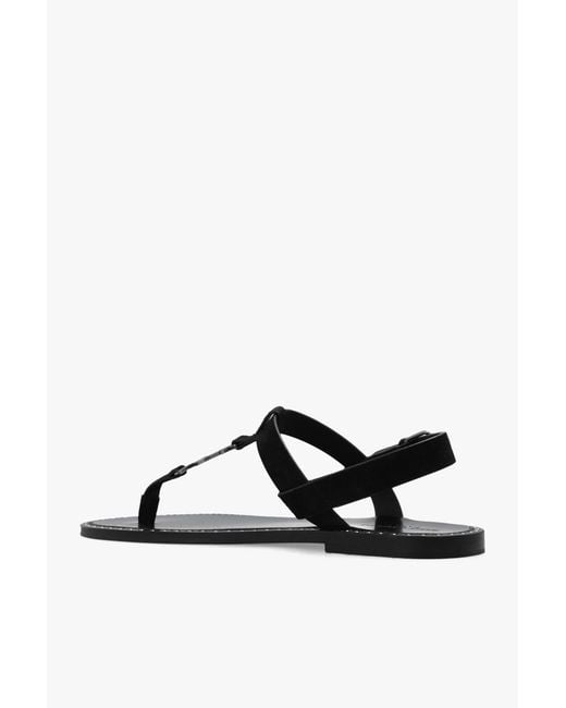 Saint Laurent Brown Cassandra Logo Plaque Sandals for men