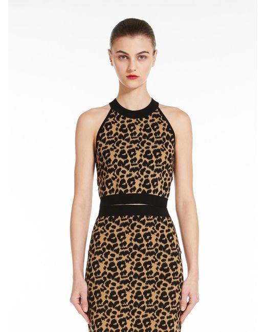 Max Mara Black Leopard Patterned Sleeveless Top
