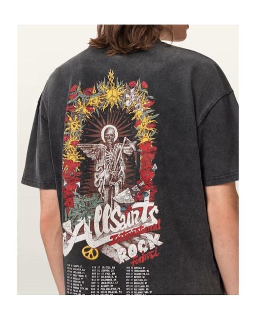AllSaints Black Roque Graphic-Print T-Shirt for men