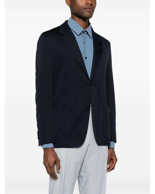 Lardini Blue Single-Breasted Wool-Blend Blazer for men