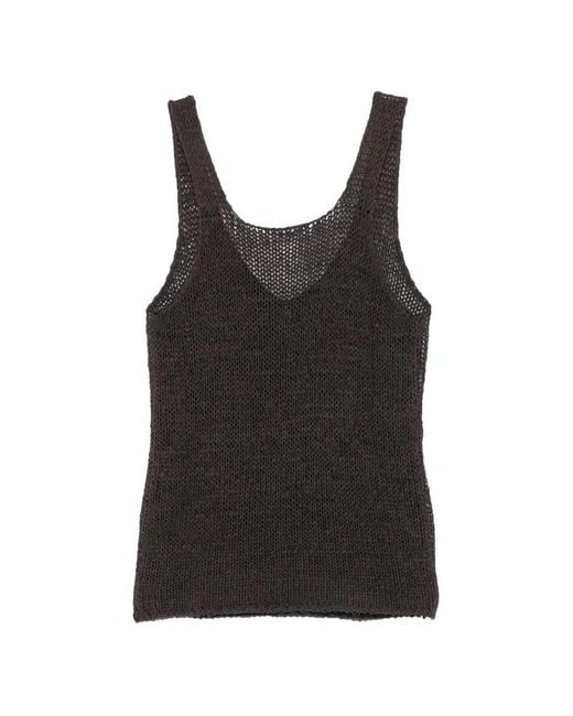 Roberto Collina Black Vneck Knit Tank Top