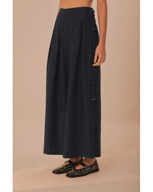 Farm Rio Green Button-Up Casual Pants