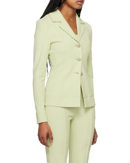 Ganni White Stretch Suiting Shirt Blazer