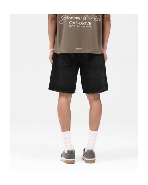 Represent Black Distressed Denim Shorts for men