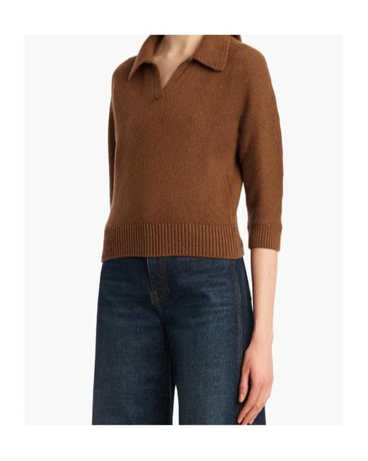 Khaite Brown Herve V-Neck Polo Jumper