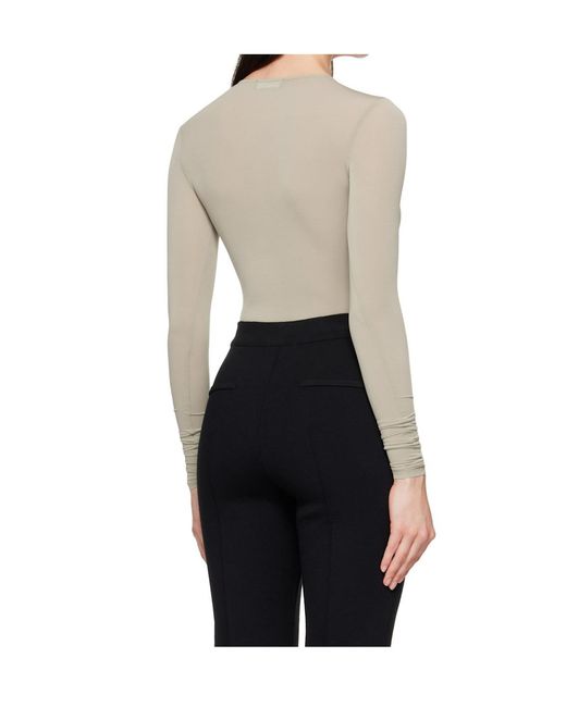 Wardrobe NYC Black Round Neck Semi-Transparent Bodysuit