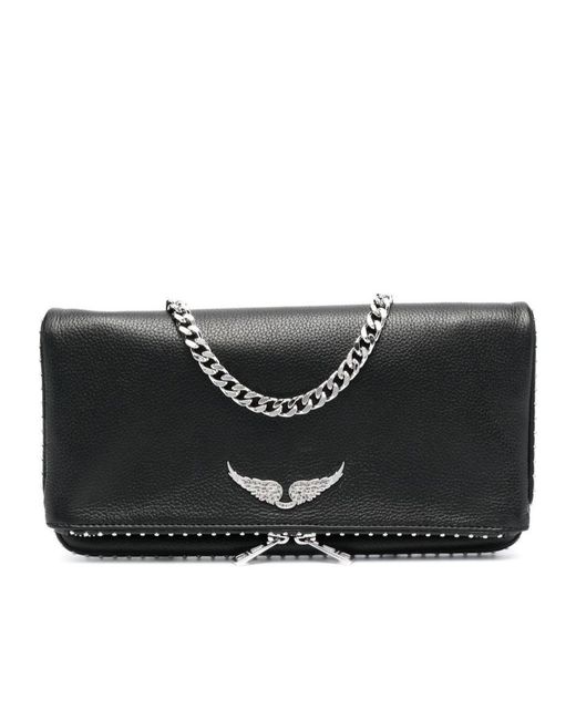 Zadig & Voltaire Black Stud-Embellished Chain-Linked Shoulder Bag
