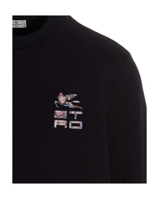 Etro Blue Logo Printed Crewneck Sweatshirt for men