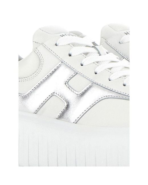 Hogan White H-Stripe Round Toe Sneakers