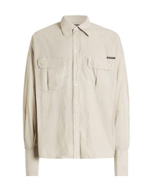Dolce & Gabbana White Long-Sleeved Poplin Shirt for men